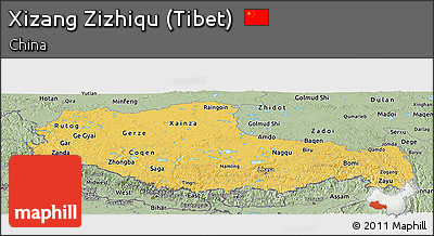 Savanna Style Panoramic Map of Xizang Zizhiqu (Tibet)