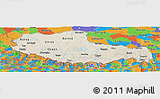 Shaded Relief Panoramic Map of Xizang Zizhiqu (Tibet), political outside