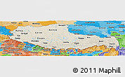 Shaded Relief Panoramic Map of Xizang Zizhiqu (Tibet), political shades outside