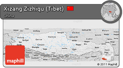 Silver Style Panoramic Map of Xizang Zizhiqu (Tibet)