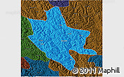 Political 3D Map of Qamdo, darken