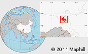 Gray Location Map of Qamdo, highlighted country