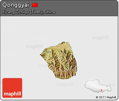 Satellite 3D Map of Qonggyai, single color outside