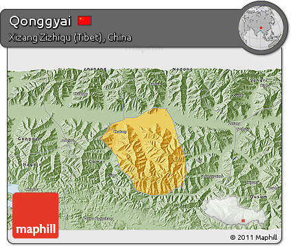 Savanna Style 3D Map of Qonggyai