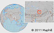 Gray Location Map of Qonggyai, hill shading