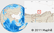 Shaded Relief Location Map of Qonggyai, highlighted country
