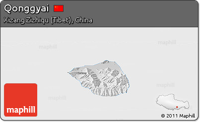 Physical Panoramic Map of Qonggyai, single color outside