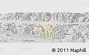 Shaded Relief Panoramic Map of Qonggyai, desaturated