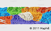 Shaded Relief Panoramic Map of Qonggyai, political outside