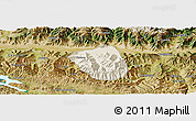 Shaded Relief Panoramic Map of Qonggyai, satellite outside