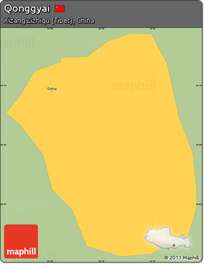 Savanna Style Simple Map of Qonggyai, single color outside