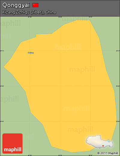 Savanna Style Simple Map of Qonggyai, single color outside
