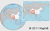 Gray Location Map of Raingoin, highlighted country, within the entire country