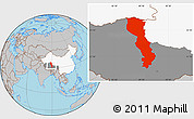 Gray Location Map of Raingoin, highlighted country, highlighted parent region