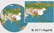 Satellite Location Map of Raingoin, highlighted country, highlighted parent region, within the entire country
