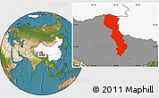 Satellite Location Map of Raingoin, highlighted country, highlighted parent region