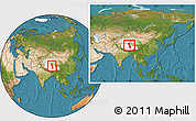 Satellite Location Map of Raingoin, highlighted parent region, within the entire country