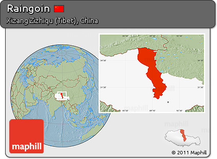Savanna Style Location Map of Raingoin, highlighted parent region, hill shading
