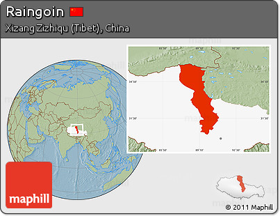 Savanna Style Location Map of Raingoin, highlighted parent region, hill shading