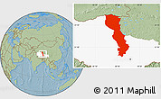 Savanna Style Location Map of Raingoin, highlighted parent region, hill shading