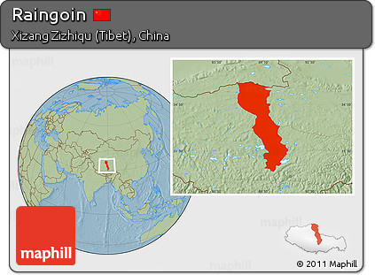 Savanna Style Location Map of Raingoin, hill shading