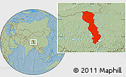 Savanna Style Location Map of Raingoin, hill shading