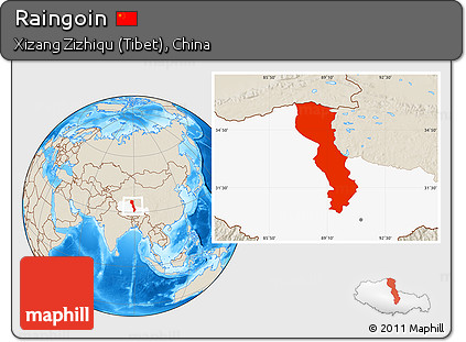 Shaded Relief Location Map of Raingoin, highlighted parent region