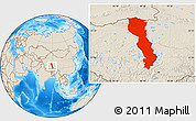 Shaded Relief Location Map of Raingoin