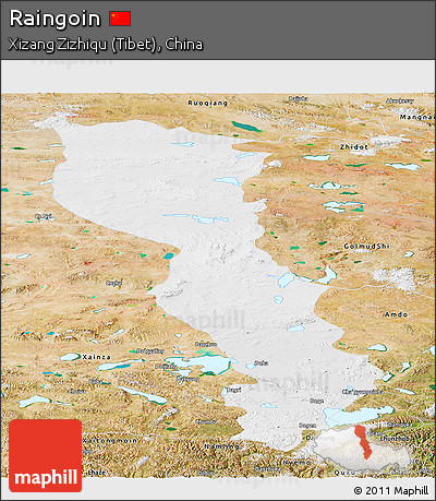 Physical Panoramic Map of Raingoin, satellite outside