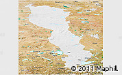 Physical Panoramic Map of Raingoin, satellite outside