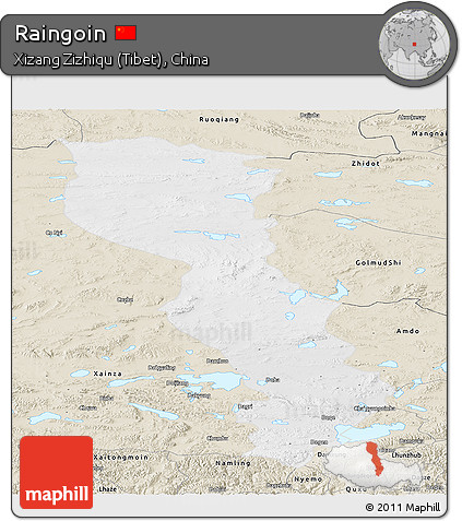 Physical Panoramic Map of Raingoin, shaded relief outside