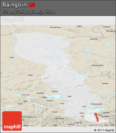 Physical Panoramic Map of Raingoin, shaded relief outside