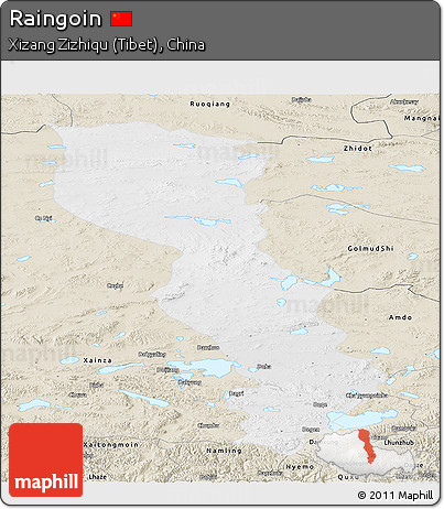Physical Panoramic Map of Raingoin, shaded relief outside