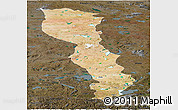 Satellite Panoramic Map of Raingoin, darken