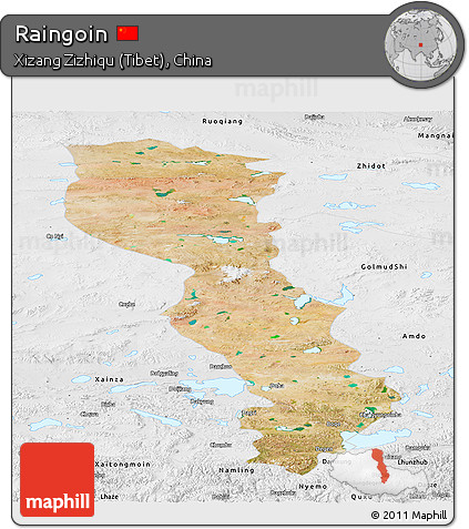 Satellite Panoramic Map of Raingoin, physical outside