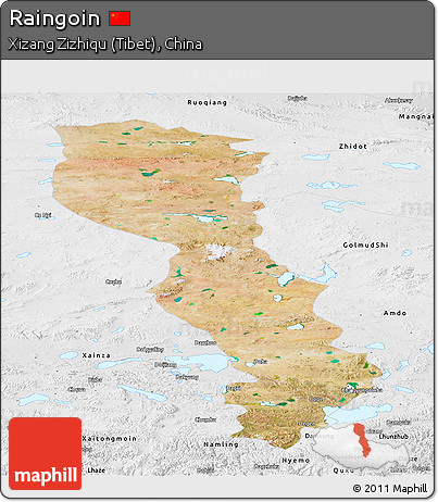 Satellite Panoramic Map of Raingoin, physical outside