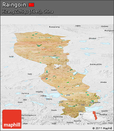 Satellite Panoramic Map of Raingoin, physical outside