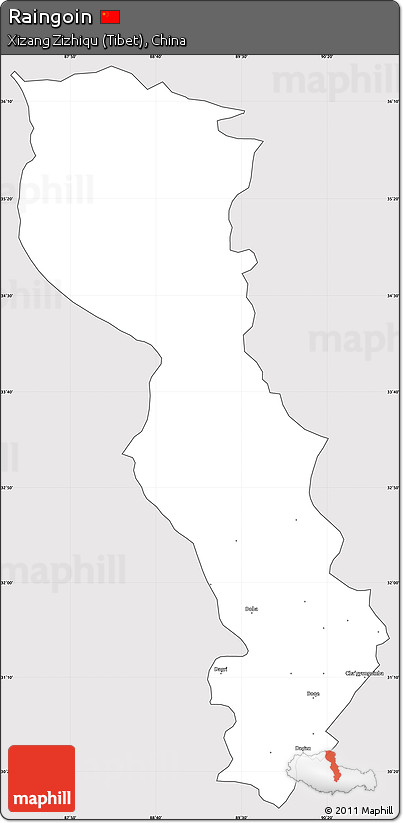 Silver Style Simple Map of Raingoin, cropped outside