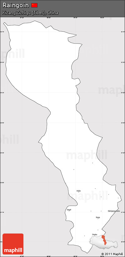 Silver Style Simple Map of Raingoin, cropped outside