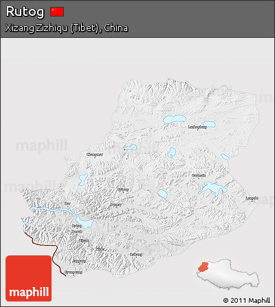 Physical 3D Map of Rutog, cropped outside