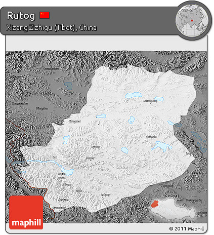 Physical 3D Map of Rutog, darken