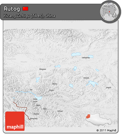 Physical 3D Map of Rutog, lighten, desaturated