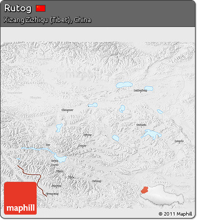 Physical 3D Map of Rutog, lighten, desaturated