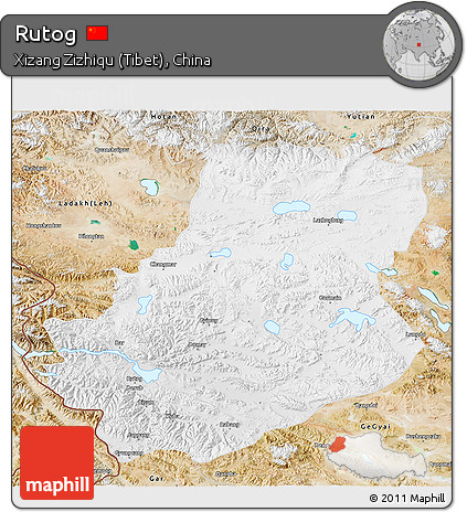 Physical 3D Map of Rutog, satellite outside