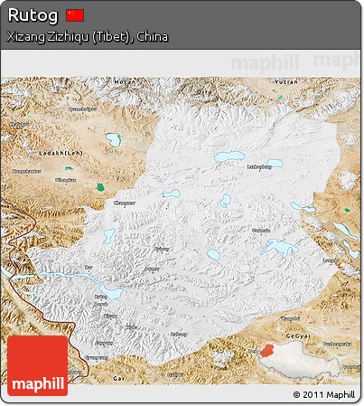 Physical 3D Map of Rutog, satellite outside