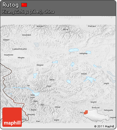 Physical 3D Map of Rutog, semi-desaturated