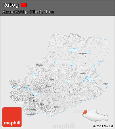 Physical 3D Map of Rutog, single color outside