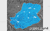 Political 3D Map of Rutog, darken, desaturated