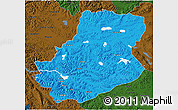 Political 3D Map of Rutog, darken