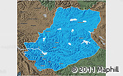 Political 3D Map of Rutog, darken, semi-desaturated